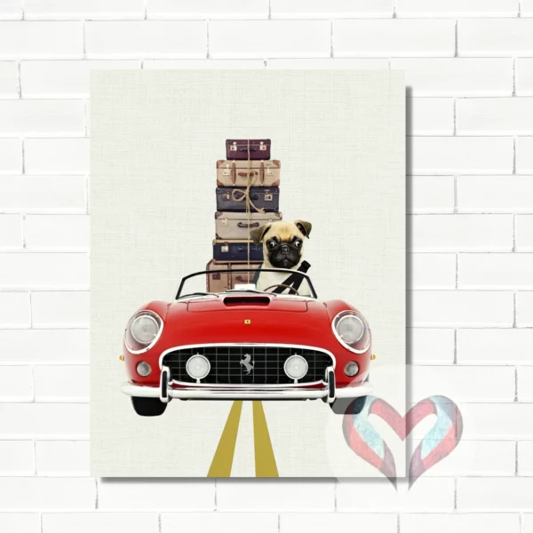 Custom Pet Portraits on Retro Vintage Ferraris